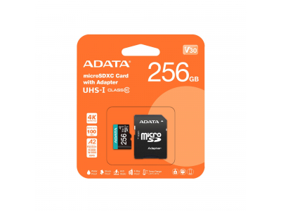 MEMORY MICRO SDXC 256GB W/AD./AUSDX256GUI3V30SA2-RA1 ADATA