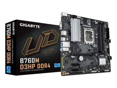 Mainboard|GIGABYTE|Intel B760 Express|LGA1700|Micro-ATX|Memory DDR4|Memory slots 4|2xPCI-Express 3.0 1x|1xPCI-Express 4.0 16x|2xM.2|1x15pin D-sub|1xHDMI|1xDisplayPort|6xUSB 2.0|5xUSB 3.2|1xUSB-C|1xPS/2|1xRJ45|3xAudio port|B760MD3HPDDR4