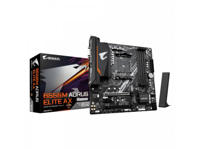 Mainboard|GIGABYTE|AMD B550|Socket AM4|micro ATX|RAM DDR4-SDRAM|4xSlots|Wi-Fi Yes|Bluetooth Yes|2xNumber of M.2 (M) slots|B550M AORUS ELITE AX (REV. 1.4)|B550MAORUSELITEAX1.4