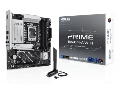 Mainboard|ASUS|Intel B860 Express|LGA1851|Micro-ATX|Memory DDR5|Memory slots 4|1xPCI-Express 4.0 1x|1xPCI-Express 4.0 16x|1xPCI-Express 5.0 16x|2xM.2|1xHDMI|1xDisplayPort|7xUSB 2.0|1xUSB-C|1xUSB-C w/Thunderbolt|1xOptical S/PDIF|1xRJ45|3xAudio port|PRIMEB860M-AWIFI