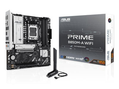 Mainboard|ASUS|AMD B850|SAM5|Micro-ATX|Memory DDR5|Memory slots 4|1xPCI-Express 4.0 16x|1xPCI-Express 5.0 16x|3xM.2|1xHDMI|2xDisplayPort|4xUSB 2.0|4xUSB 3.2|1xRJ45|3xAudio port|PRIMEB850M-AWIFI