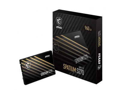SSD|MSI|SPATIUM S270|960GB|SATA|3D NAND|Write speed 450 MBytes/sec|Read speed 500 MBytes/sec|2,5"|TBW 500 TB|MTBF 2000000 hours|S78-440P130-P83