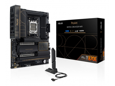 Mainboard|ASUS|AMD X870E|SAM5|ATX|Memory DDR5|Memory slots 4|3xPCI-Express 4.0 16x|2xPCI-Express 5.0 16x|4xM.2|1xHDMI|1xDisplayPort|1xUSB 2.0|7xUSB 3.2|3xUSB-C|1xRJ45|3xAudio port|PROARTX870E-CREATORWIFI