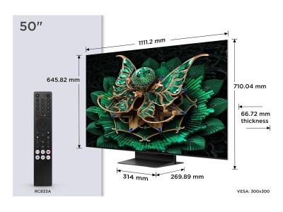 TV Set|TCL|50 "|4K Ultra HD|3840 x 2160 pixels|Flat|16:9|QD-Mini LED|50C7K