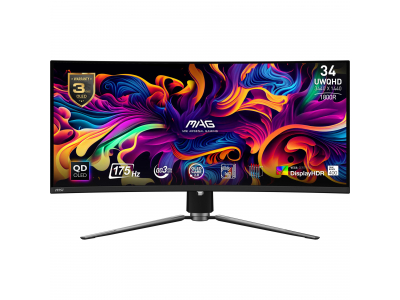LCD Monitor|MSI|34"|Curved/21 : 9|Panel QD-OLED|3440x1440|21:9|175Hz|Matte|0.03 ms|Swivel|Height adjustable|Tilt|Colour Black|MAG341CQPQD-OLED