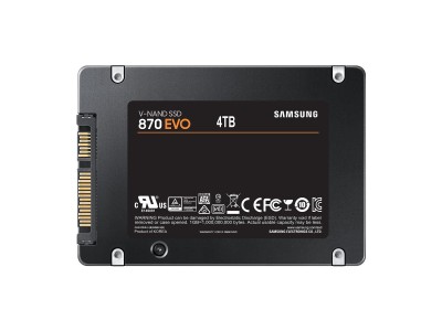 SSD|SAMSUNG|870 EVO|4TB|SATA|SATA 3.0|MLC|Write speed 530 MBytes/sec|Read speed 560 MBytes/sec|2,5"|TBW 2400 TB|MTBF 1500000 hours|MZ-77E4T0B/EU