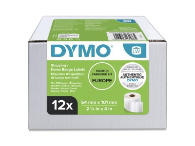 DYMO Shipping / Name Badge Labels - Namensetiketten - durchsichtig - 54 x 101 mm - 2460 Rolle(n) (12 Rolle(n) x 220) - für LabelWriter 320, 330 Turbo, 400, 400 Twin Turbo, 450, 450 Twin Turbo, SE450 (S0722420)