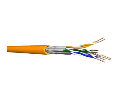 CAT 7 Installationskabel 4x2xAWG23/1 S/FTP - 2xgeschirmt:PIMF+Gesamtschirm (Geflecht) starr LS0H