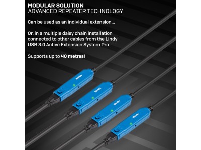 LINDY USB 3.0 Active Extension Cable Pro - USB-Erweiterung - USB, USB 2.0, SuperSpeed USB 3.0 - bis zu 8 m