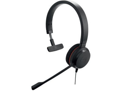 Jabra Evolve 20 MS Mono USB (Überkopfbügel), USB Anschluss mit Mute-Taste und Lautstärke-Regler am Kabel/ Zertifiziert für Microsoft (4993-823-109)