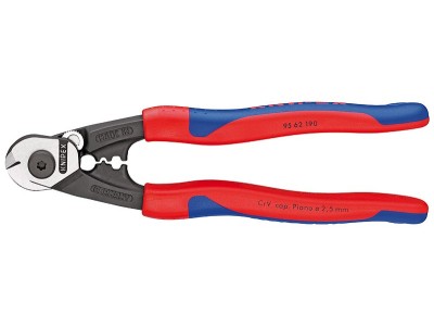 Knipex 95 62 190 Drahtseilschere Geeignet für (Abisoliertechnik) Alu- und Kupferkabel, ein- und mehrdrähtig, mittelharte Drahtseile 7 mm 10 mm² 7