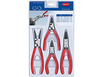 Knipex 00 20 03 V02 Seegeringzangen-Set Passend für Außen- und Innenringe 19-60 mm, 12-25 mm 10-25 mm, 19-60 mm Spitzenform gerade