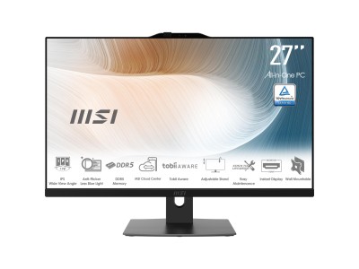 Monoblock PC|MSI|CPU Intel|Intel Core 5|Intel Core 5|120U|RAM 16 GB|DDR5-SDRAM|Screen 27 "|1920 x 1080 pixels|Storage 512 GB|SSDs 512 GB|Not available|On-board graphics Yes|Intel® Graphics|Black|OS Windows 11 Pro|MODERNAM272P1M-855EU