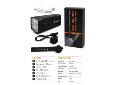 ILike   Rechargeable Bicycle Headlight with 120dB